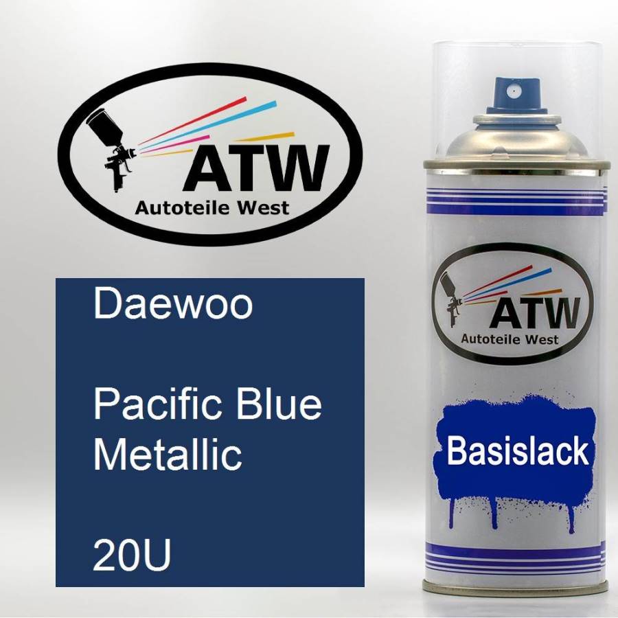 Daewoo, Pacific Blue Metallic, 20U: 400ml Sprühdose, von ATW Autoteile West.